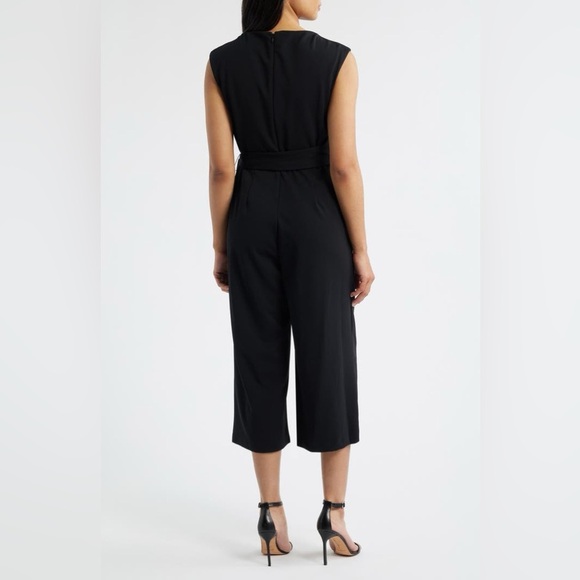 Tahari ASL Side Knot Scuba Crepe Jumpsuit Elegant Black Women's Jumpsuit - Picture 4 of 10